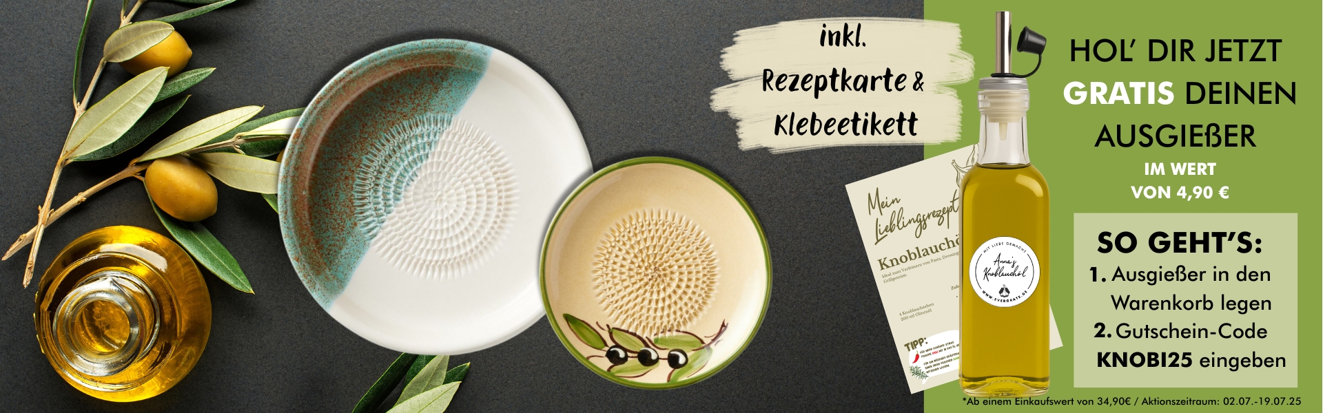 Gutscheincode KNOBI25 für kostenloses Ausgießer-Set
