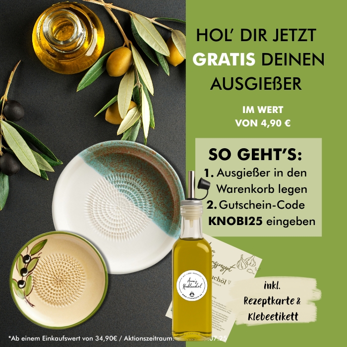 Gutscheincode KNOBI25 für kostenloses Ausgießer-Set
