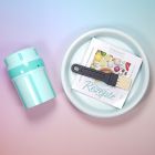 EasyGrater in türkis und Dipschale in türkis mit Rezeptheft und Reinigungspinsel